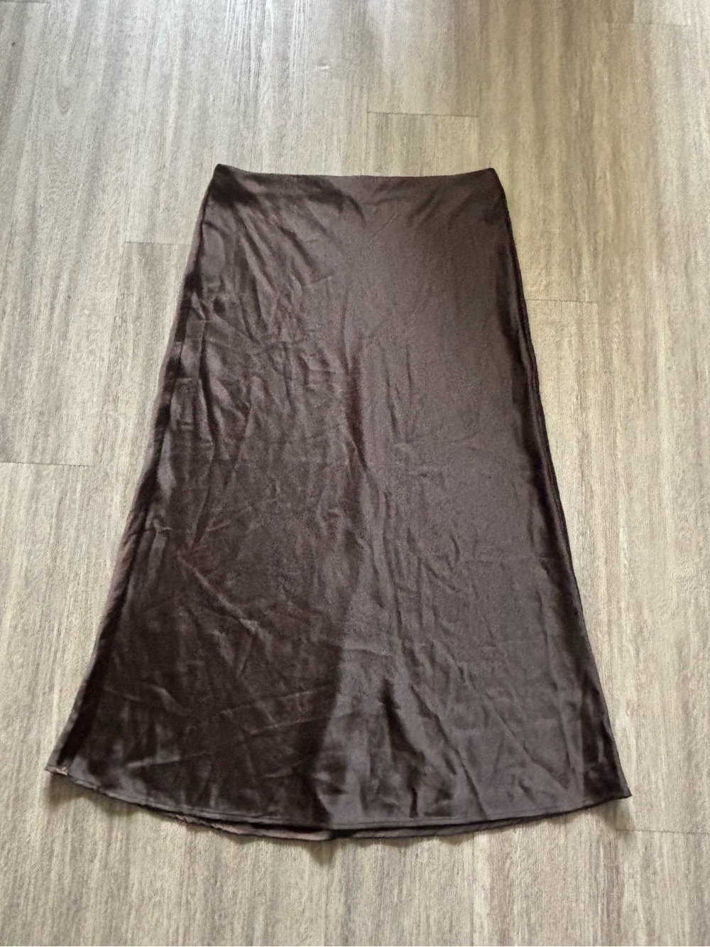 Madison D’Amelie Satin Maxi Skirt in Dark Brown